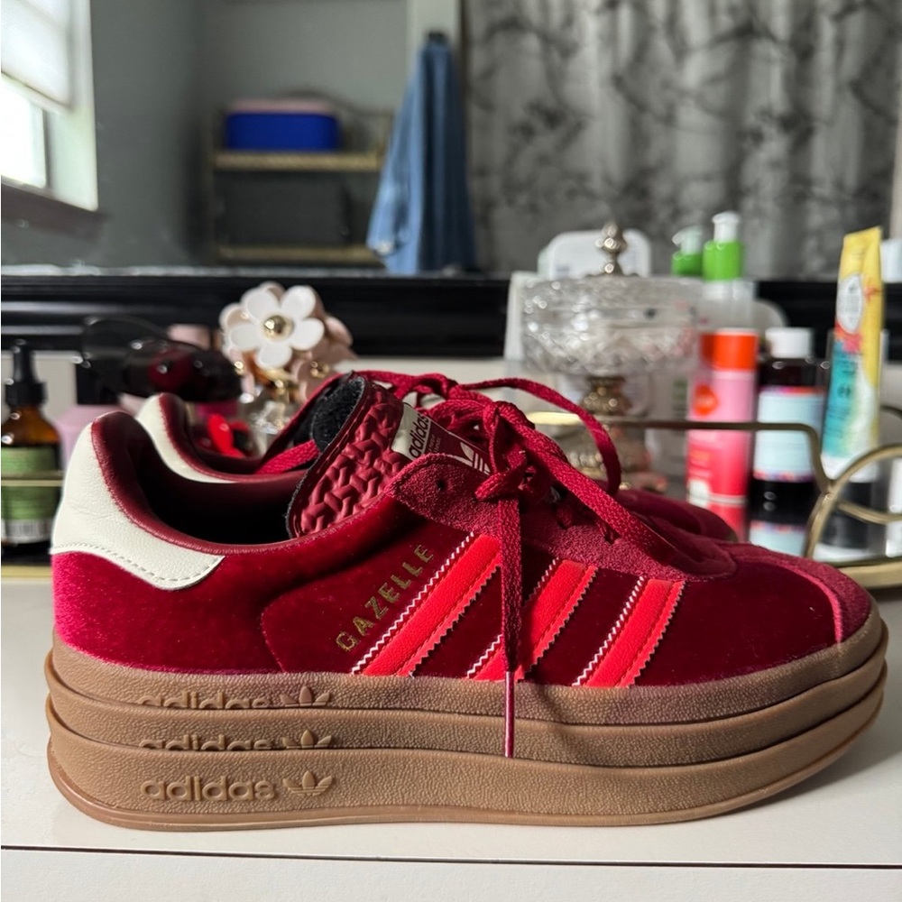 adidas Gazelle Bold "Velvet Pack - Victory Red/Bright Red/Off White"